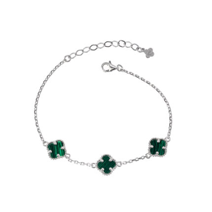 Bratara lant cu trifoi verde Malachit