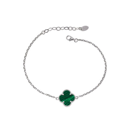 Bratara lant trifoi verde Malachit