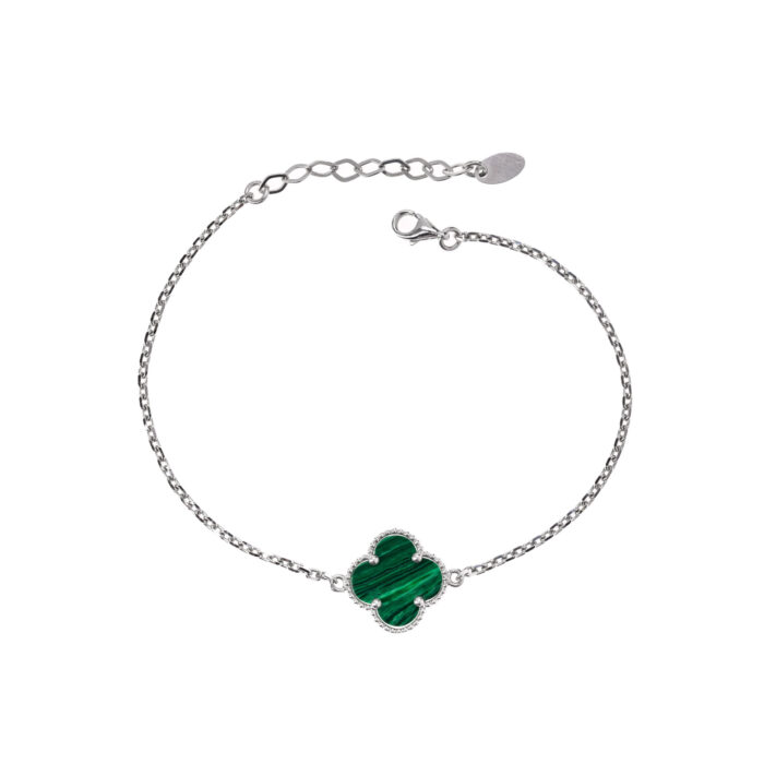 Bratara lant trifoi verde Malachit - imagine 1