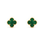 Cercei aur 14K Trifoi Malachit