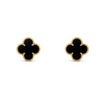 Cercei aur 14K Trifoi Onix